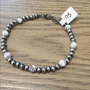 Desert Pearl Bracelet with Purple Dahlia